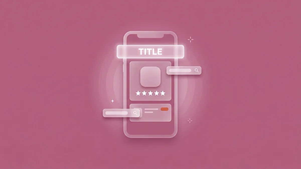 Flat-vector illustration of a phone showing an app store listing with the app title bar highlighted